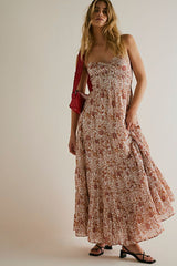 FREE PEOPLE Sundrenched Printed Maxi Dress - Pink SzM