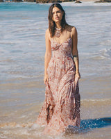 FREE PEOPLE Sundrenched Printed Maxi Dress - Pink SzM