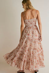 FREE PEOPLE Sundrenched Printed Maxi Dress - Pink SzM