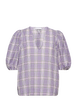GANNI Seersucker V Neck Top - Violet Sz36 NZ10