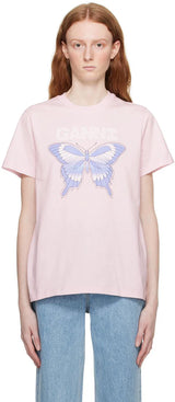 GANNI Butterfly T Shirt - Pink SzS