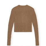 GANNI Mini Ribbed Merino Cardigan - Camel SzS