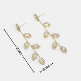 BEAUTIFUL EARTH Crystal Leaf Drop Earrings GOLD & SILVER