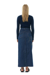 GANNI Mini Ribbed Merino Cardigan - Navy SzS