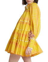 AJE Wilderness Smock Dress - Yellow Check Sz10