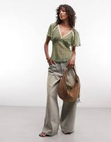 RECLAIMED VINTAGE Chiffon Tea Top - Sage Spot SzS
