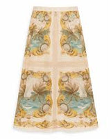 FARM RIO Royal Sea Crochet Midi Skirt  - Sand Coloured