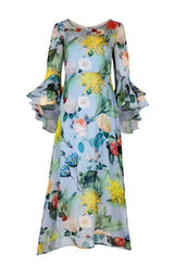 TRELISE COOPER Day Dream Believer Dress - Floral Splendour Dusty Blue Sz 8