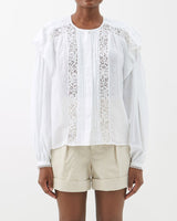 ISABEL MARANT ÉTOILE Georgina Lace Detail Blouse - White Sz38 NZM