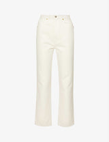 KHAITE Abigail Straight-Leg Mid-Rise Jeans - Cream Sz28