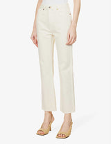 KHAITE Abigail Straight-Leg Mid-Rise Jeans - Cream Sz28