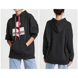 ISABEL MARANT ETOILE Mansel Pink Drawstring Hoodie - Faded Black Sz34 NZXS