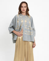 GREEK ARCHAIC KORI Blossom Oversize Shirt - Grey & Gold SzXS