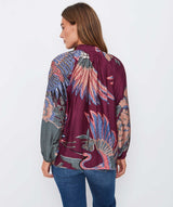ONE HUNDRED STARS Bow Blouse - Crane Plum SzS/M