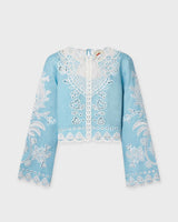 FARM RIO  Romantic Richelieu Blouse - Light Blue SzM
