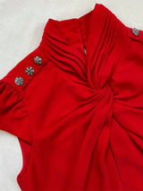 SELF PORTRAIT Ruched Midi Dress - Red Sz10