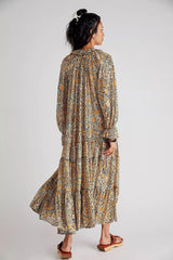FREE PEOPLE Feeling Groovy Maxi Dress - Black Floral SzM