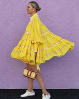 AJE Wilderness Smock Dress - Yellow Check Sz10