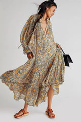 FREE PEOPLE Feeling Groovy Maxi Dress - Black Floral SzM