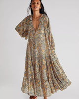 FREE PEOPLE Feeling Groovy Maxi Dress - Black Floral SzM