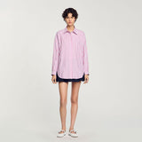 SANDRO Charlie Embellished Shirt - Rose Pink Sz3 NZ Large