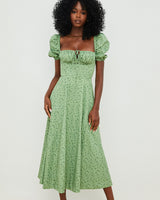 HOUSE OF CB Tallulah Puff Sleeve Midi Dress - Green Sz XS