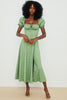 HOUSE OF CB Tallulah Puff Sleeve Midi Dress - Green Sz XS
