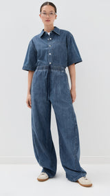 TIBI Summer Denim Camp Shirt - Classic Wash SzS