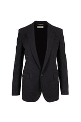 SAINT LAURENT Shadow Zebra Wool Jacket - Black Sz42 NZ M