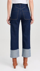 VERONICA BEARD Dylan High-Rise Straight Cuffed Jean - Dark Wash Sz25
