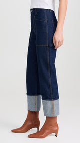 VERONICA BEARD Dylan High-Rise Straight Cuffed Jean - Dark Wash Sz25