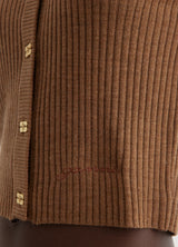 GANNI Mini Ribbed Merino Cardigan - Camel SzS