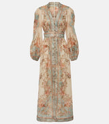 ZIMMERMANN August Plunge Midi Dress - Sky Blue Sz3 NZ14