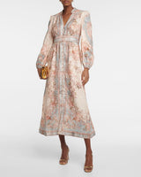 ZIMMERMANN August Plunge Midi Dress - Sky Blue Sz3 NZ14
