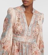 ZIMMERMANN August Plunge Midi Dress - Sky Blue Sz3 NZ14