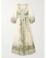 ZIMMERMANN Wanderlust Wrap Midi Dress - Green Sz3 NZ14
