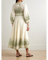 ZIMMERMANN Wanderlust Wrap Midi Dress - Green Sz3 NZ14