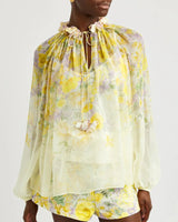 ZIMMERMANN Harmony Floral-Print Georgette Blouse - Natura Sz2 NZ12