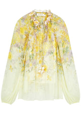 ZIMMERMANN Harmony Floral-Print Georgette Blouse - Natura Sz2 NZ12