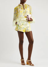 ZIMMERMANN Harmony Floral-Print Georgette Blouse - Natura Sz2 NZ12