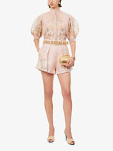 ZIMMERMANN Waverly Floral-Print Blouse - Pastel Pink Sz4 NZ16