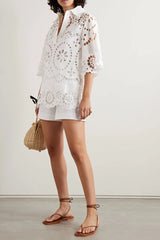 ZIMMERMANN Lexi Broderie Anglaise Linen Top - White SZ2 NZ12