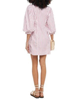 GANNI Organic Cotton Poplin Mini Dress - Red Stripe SZ8