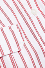 GANNI Organic Cotton Poplin Mini Dress - Red Stripe SZ8